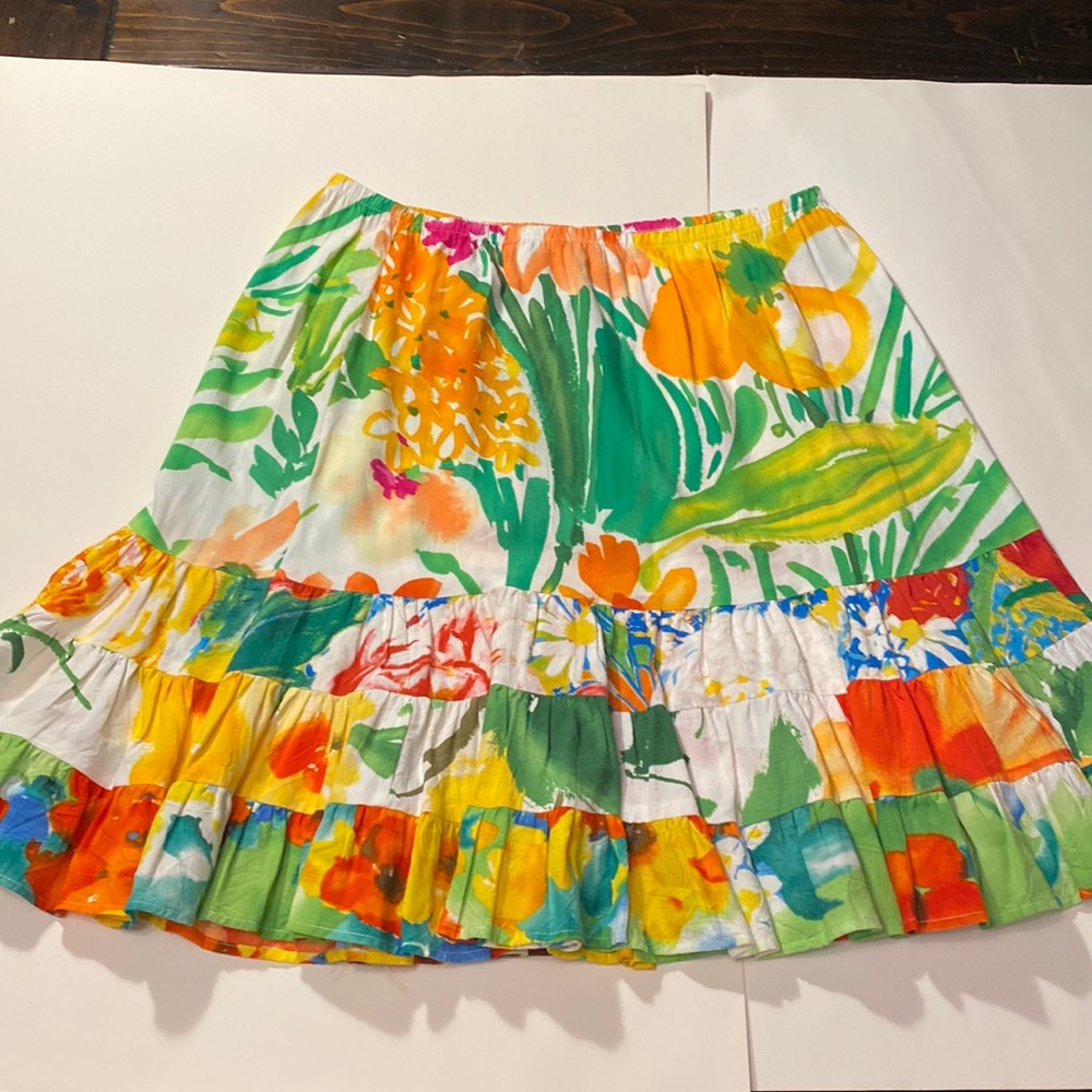 Jams World ruffled skirt summer garden print size large
